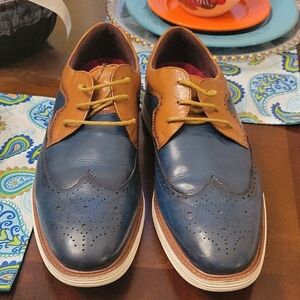 Sz 11 Mens Stacy Adams Blue and Tan Leather Oxfords